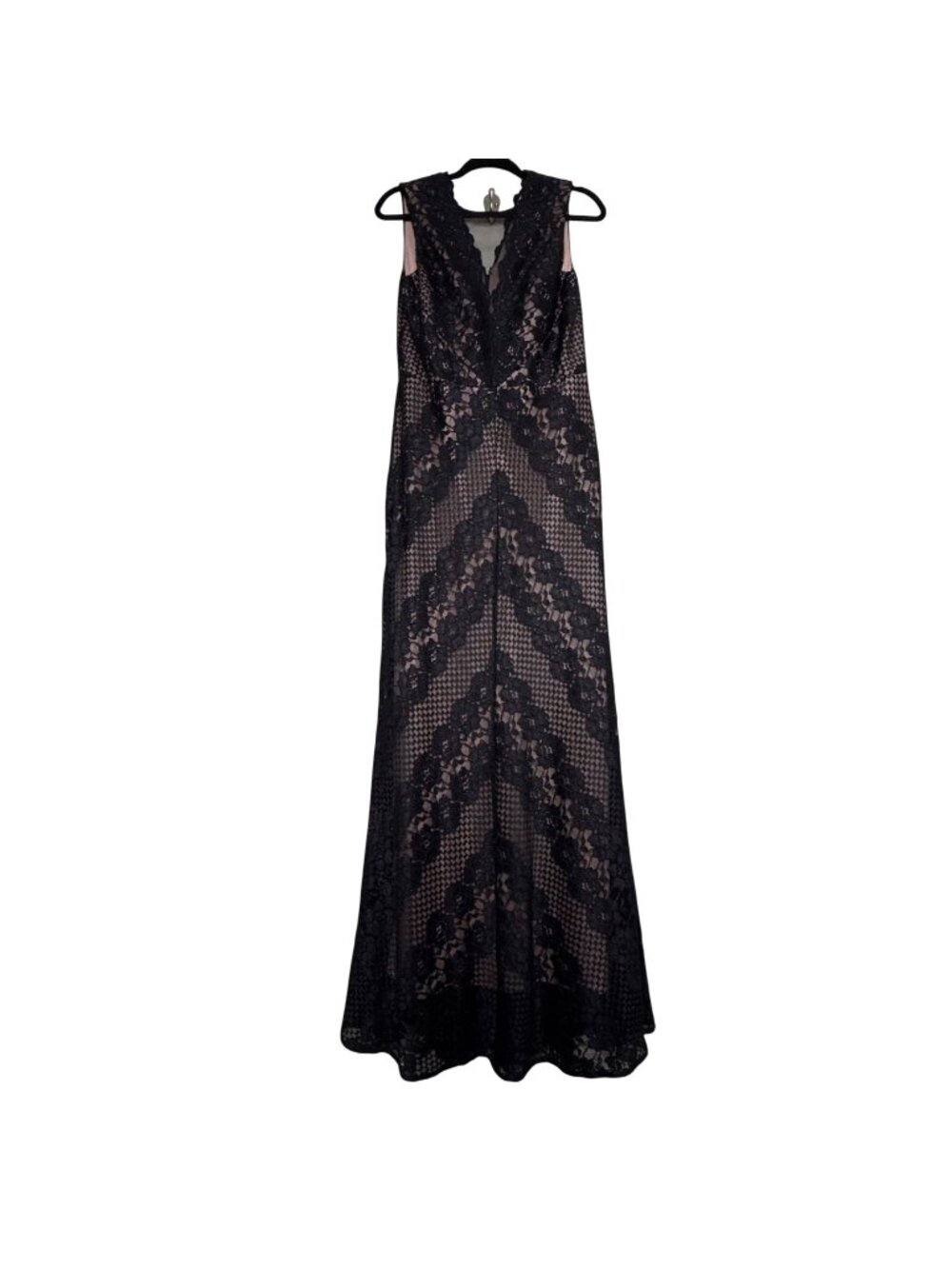 Nightway Womens Black Lace Maxi Dress Size 12 Formal Sleeveless Gown